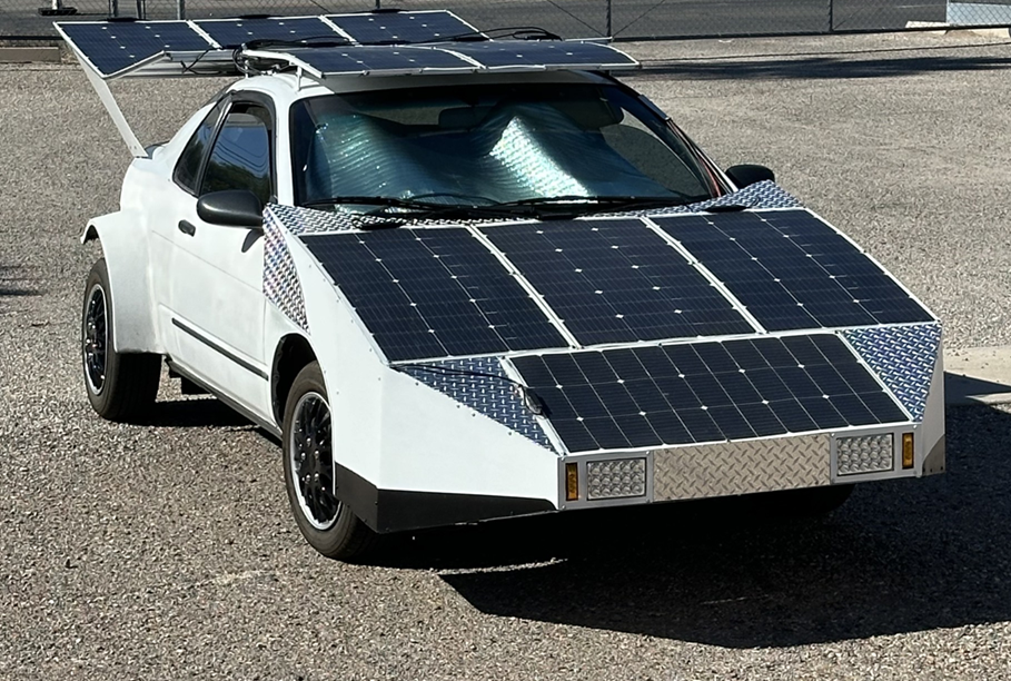 Solar Powered IKRS-3, Providing 40 miles daily driving in June 2026. 1200 Watts and 30 Electric Hp. No external input other than the Sun. 